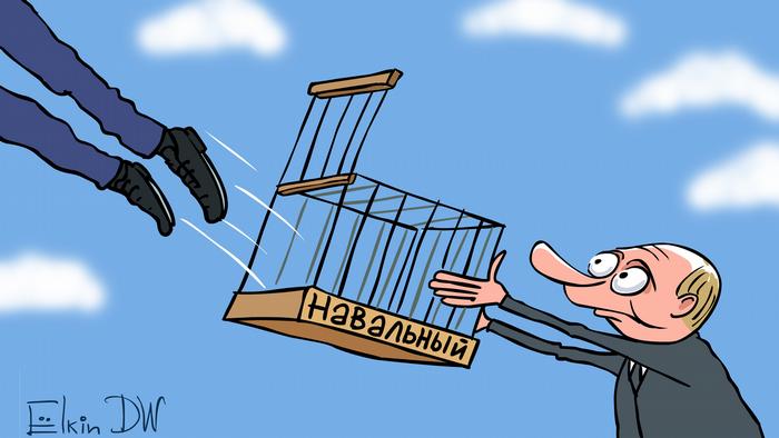Karikatur Alexey Nawalny Haftentlassung von Sergey Elkin
