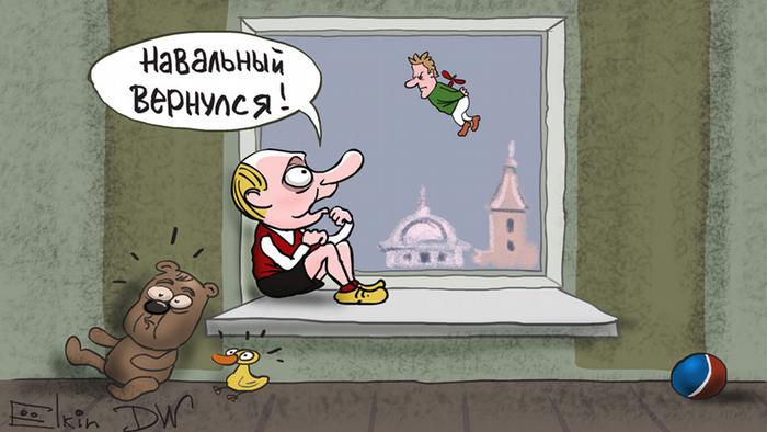 DW Karikatur Elkin- Navalnys Ausreise