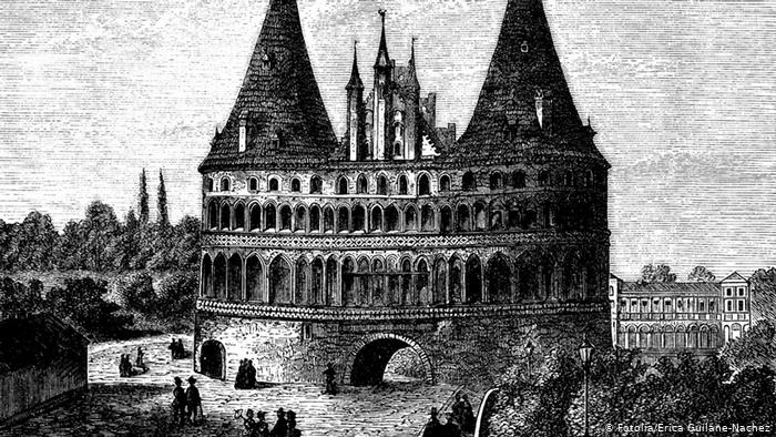 Голштинские ворота на гравюре XIX века