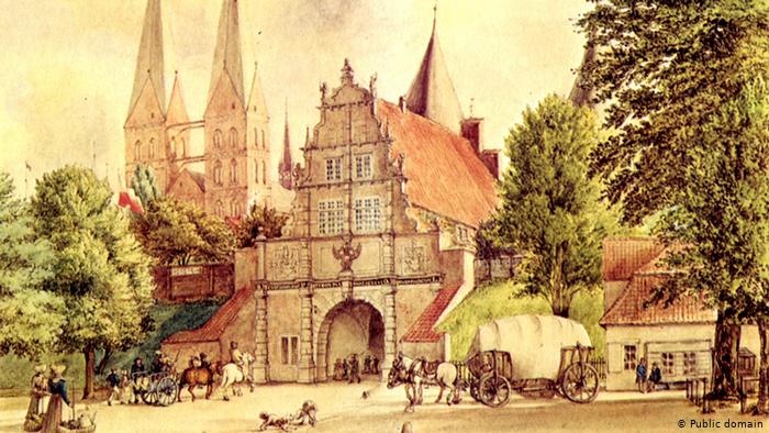Внешние Голштинские ворота на рисунке Карла Юлиуса Мильде