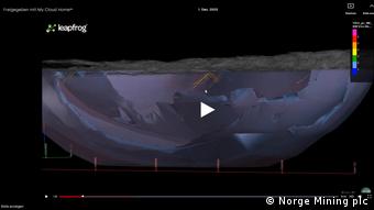 Полезные ископаемые интрузии Бьеркрейм-Сокндал достигают глубины не менее 2200 метров. Максимально - 4500 метров. Скриншот видео залежей