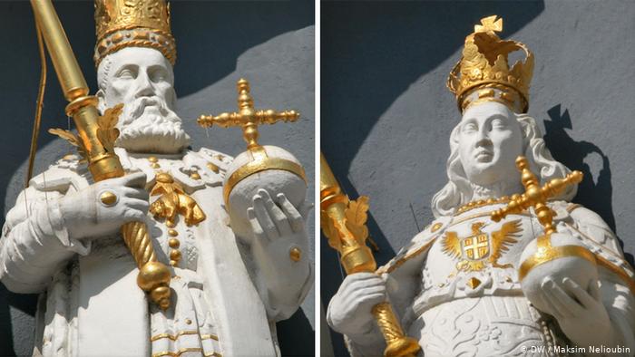 Скульптуры императоров и королей на фасаде ратуши в Люнебурге