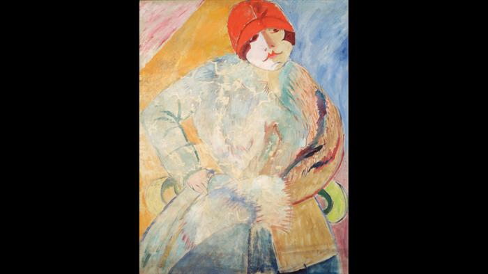 Сигрид Хьертен, Женщина в меховом пальто и красной шляпе, 1915 года.