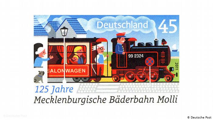 Почтовая марка 125 Jahre Bäderbahn Molli