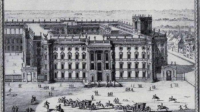 Городской дворец, эскиз Андреаса Шлютера, 1702 г.