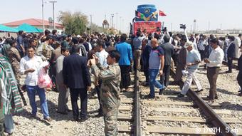 Прибытие первого грузового поезда из Китая в афганский город Хайратон на границе с Узбекистаном