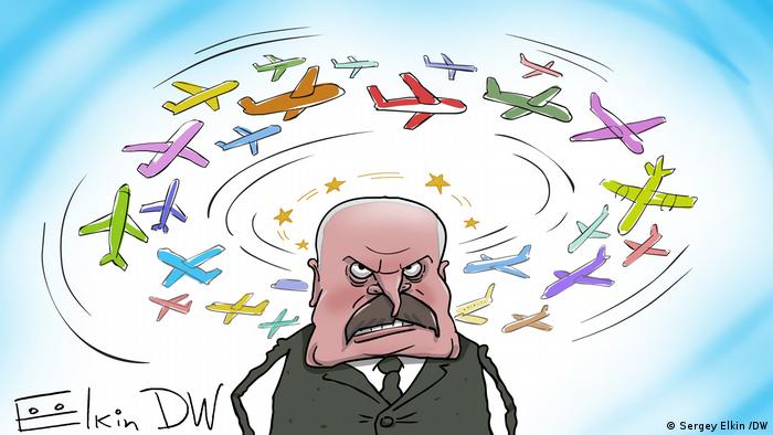 Самолеты облетают Беларусь - карикатура Сергея Елкина