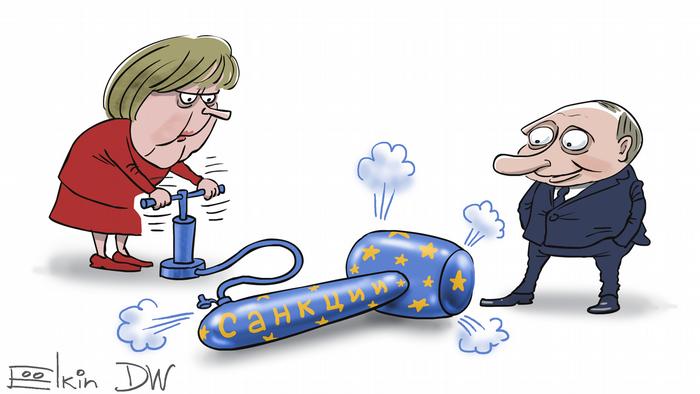 Карикатура Сергея Елкина Новые санкции ЕС против России - пустой звук?