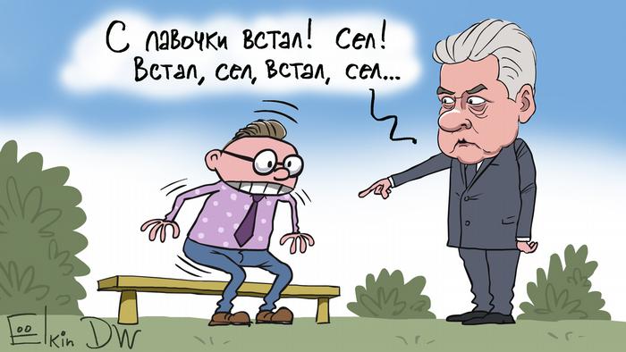 Karikatur Sergey Elkin Russland Coronavirus in Moskau