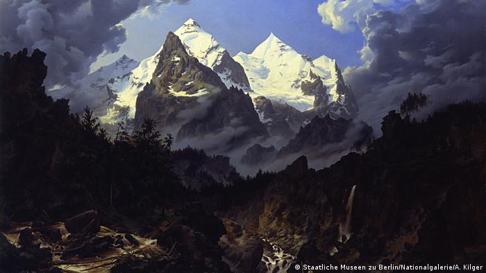 На этой картине Карла Эдуарда Бирмана 1830 года изображена вершина горы Веттерхорн в швейцарских Альпах