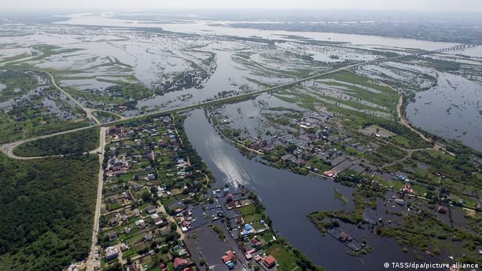 Затопленные в августе 2021 года поселки в Приамурье с воздуха 