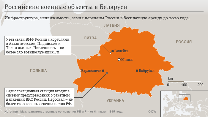 Инфографика, обозначающая военные объекты России, размещенные на территории Беларуси 