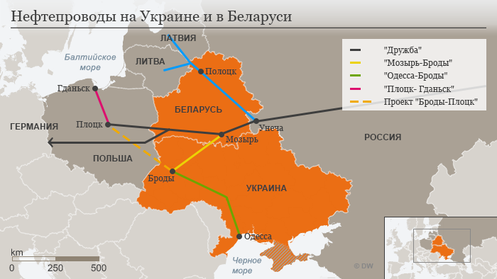 Инфографика нефтепроводов, проходящих по территориям России, БЕларуси и Украины