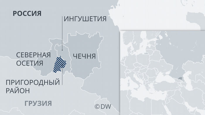 Карта Ингушетии, Чечни и Северной Осетии 