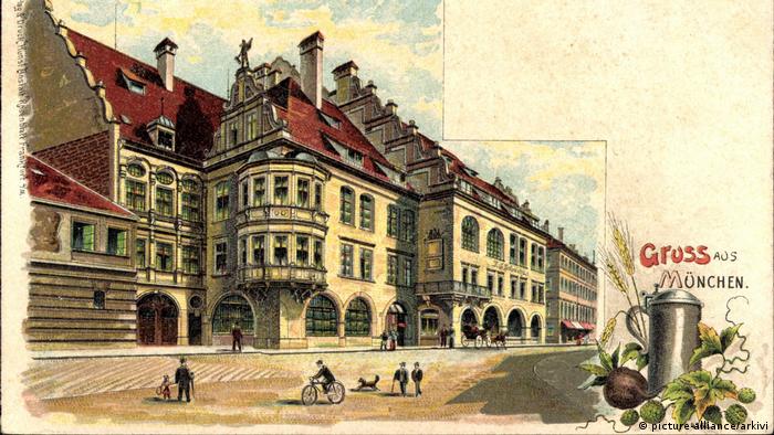Хофбройхаус в Мюнхене на старой почтовой открытке