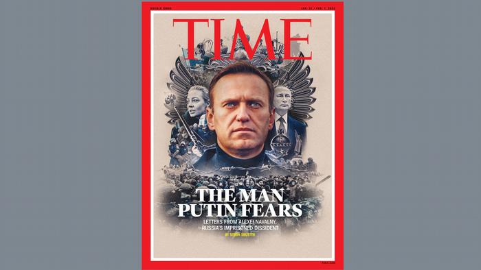 Обложка журнала Time с портретом Навального и надписью Человек, которого боится Путин. Февраль 2022 года