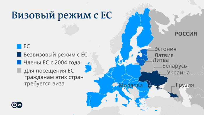 Инфографика - визовый режим с ЕС