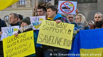 Акция против войны в Украине в Праге