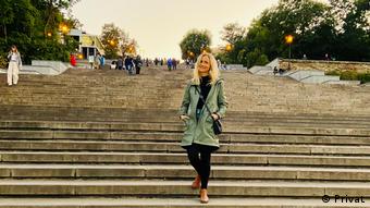 Ира Петер на знаменитой Потемкинской лестнице в Одессе