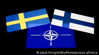 Флаги Швеции, Финляндии и НАТО