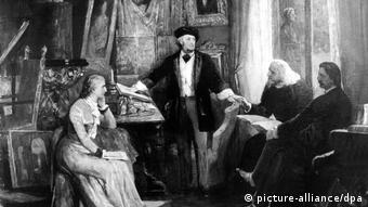 Deutschland | Gemälde Richard Wagner mit Frau Cosima, Franz Liszt und Heinrich von Stein